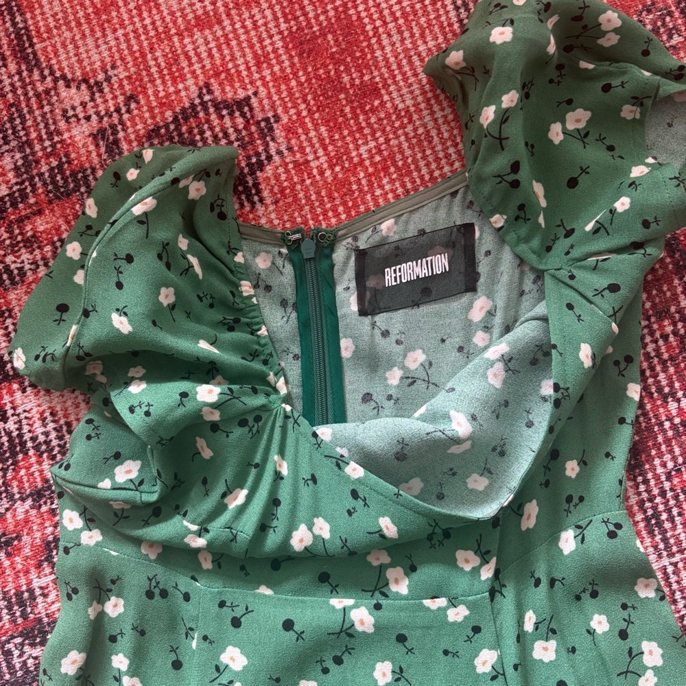 Reformation Telluride Green Floral Dress - Picture 5 of 7